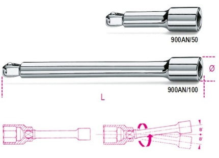 BETA   900AN PROLUNGA CON ATTACCO QUADRO MASCHIO E FEMMINA ANGOLARE 1/4"