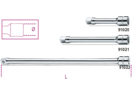 BETA   910/... PROLUNGA CON ATTACCO QUADRO MASCHIO E FEMMINA 3/8"