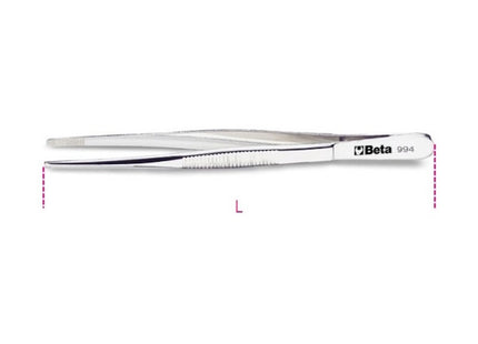 BETA   994 PINZETTA A MOLLA A PUNTE LARGHE DIRITTE ZIGRINATE INOX MM150