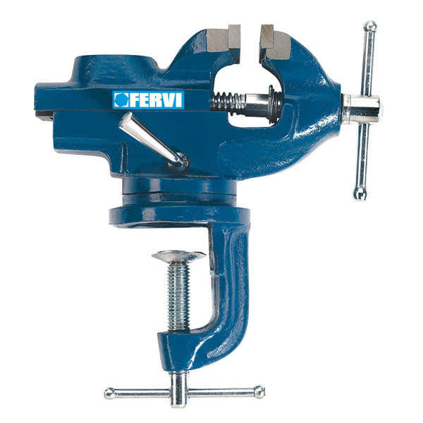 FERVI MORSA GIREVOLE DA BANCO MM60X50 CON MORSETTO DA MM45 BLU