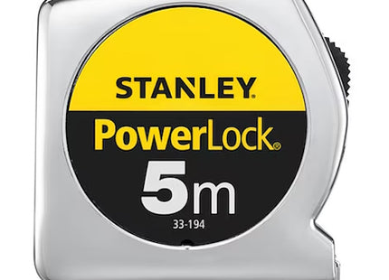 STANLEY FLESSOMETRO POWERLOCK CASSA IN ABS CROMATO MT 5 NASTRO MM19