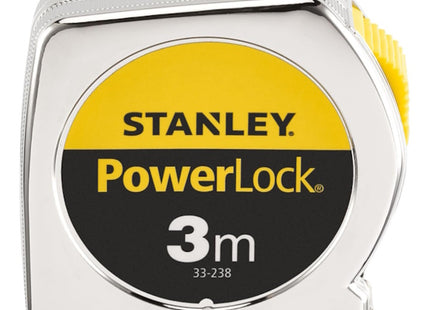 STANLEY FLESSOMETRO POWERLOCK CASSA IN ABS CROMATO MT 3 NASTRO MM12,7
