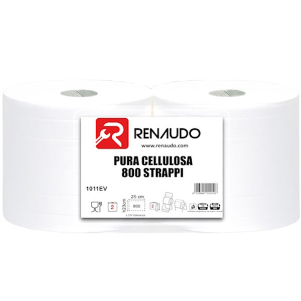 BOBINA CARTA IN PURA CELLULOSA ULTRASSORBENTE 800 STRAPPI CONF.DA 2 ROT.
