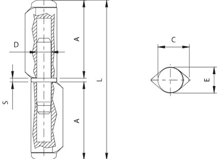 COMUNELLO CERNIERA FUTURA CON PERNO IN ACCIAIO MM9 ART.570-80