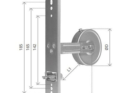 BOLIS AVVOLGITORE INCASSO MT12 INTERASSE MM185 ZINCATO PLACCA INOX