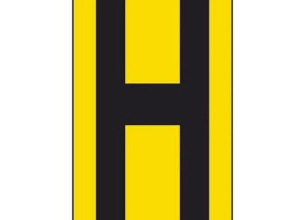LETTERA ADESIVA NERA FONDO GIALLO MM 56X100