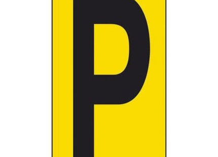 LETTERA ADESIVA NERA FONDO GIALLO MM 56X100