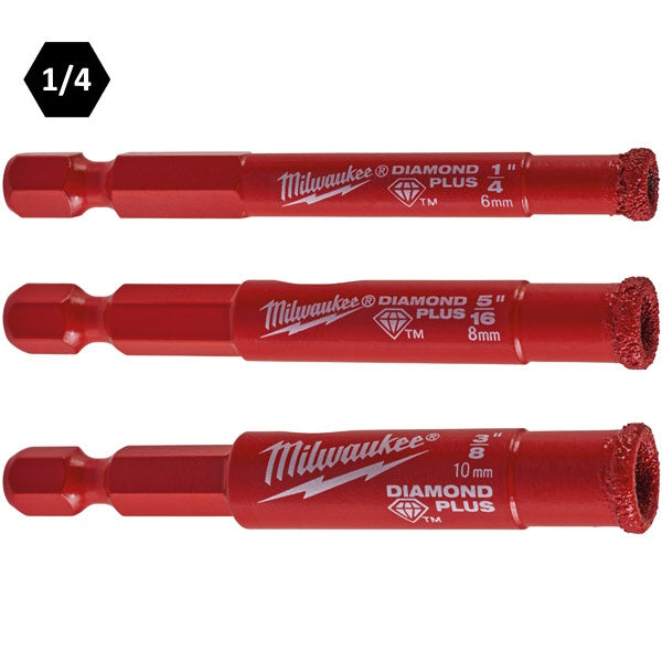 MILWAUKEE SET PUNTE DIAMANTATE DIAMOND PLUS A SECCO/UMIDO D.MM6-8-10X55