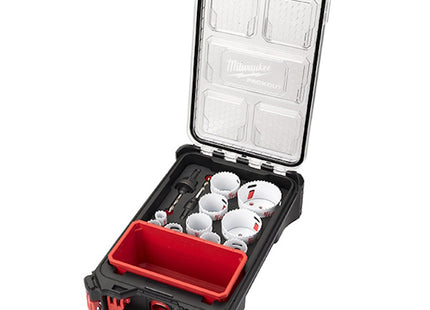 MILWAUKEE PACKOUT KIT SEGHE A TAZZA BI-METALLICHE PZ12 CON ACCESSORI