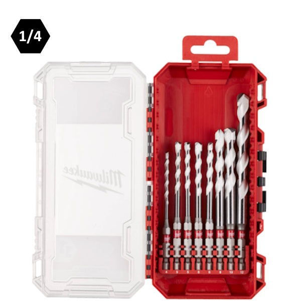 MILWAUKEE SET PUNTE MULTIMATERIALE ATTACCO BITS 1/4" BOX DA PZ8 D.MM4-12