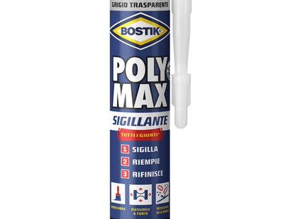 UHU BOSTIK POLY MAX SIGILLANTE GRIGIO TRASPARENTE IN CARTUCCIA ML280