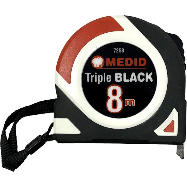 MEDID FLESSOMETRO AD ALTA VISIBILITA' MOD. TRIPLE BLACK MT 8 NASTRO MM25