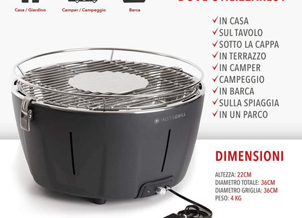 INSTAGRILL BARBECUE DA TAVOLO SENZA FUMO PORTATILE