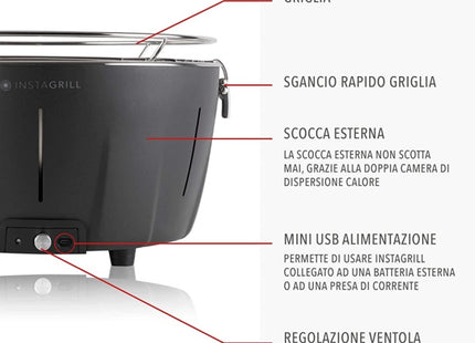 INSTAGRILL BARBECUE DA TAVOLO SENZA FUMO PORTATILE