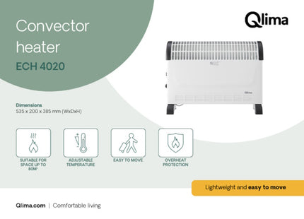 QLIMA TERMOCONVETTORE PORTATILE DA TERRA ECH 4020 BIANCO*