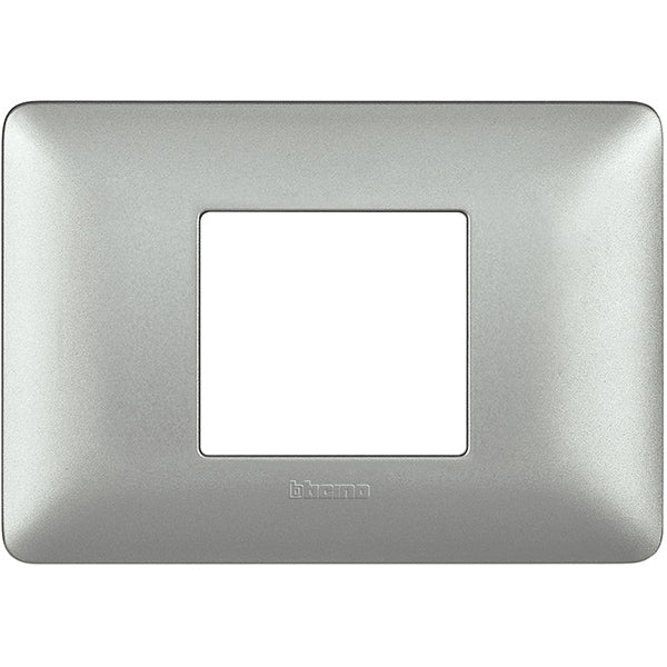 BTICINO MATIX PLACCA 2 POSTI CENTRATI COLORE SILVER