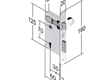 BONAITI SERRATURA PATENT PICCOLA BRONZATA ART.042T