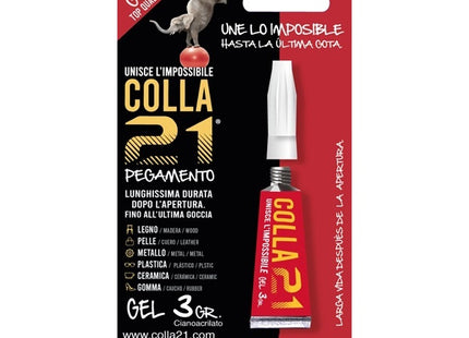 21 CIANOACRILATO COLLA IN GEL BLISTER DA GR.3*