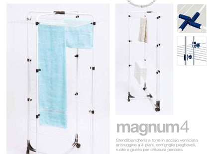 JUMBO STENDIBIANCHERIA A TORRE MOD. MAGNUM 4 IN ACCIAIO VERNICIATO