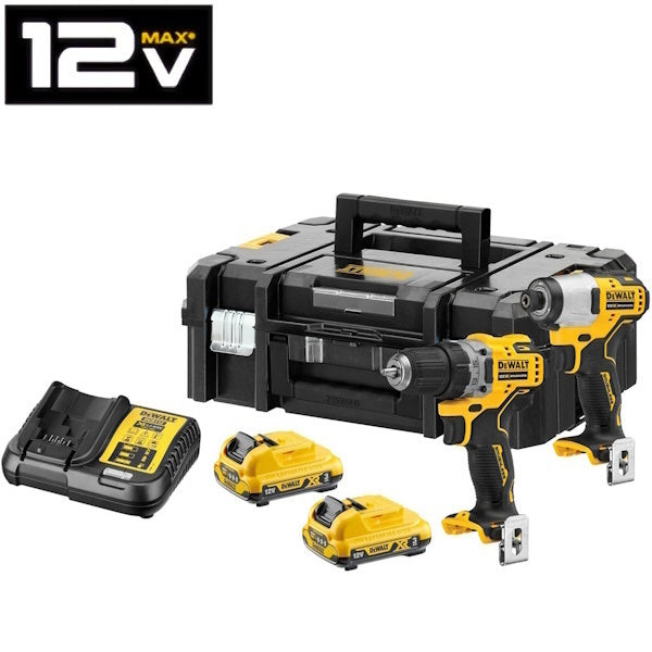 DEWALT KIT TRAPANO AVVITATORE+AVVITATORE IMPULSI 12V 3.0AH DCK2110L2T-QW
