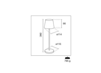 CENTURY LAMPADA DA TAVOLO LED LUME PLUS RICARICABILE NERA