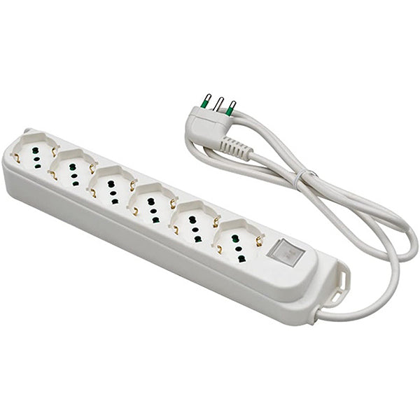 FME MULTIPRESA 6 PRESE + INTERRUTTORE CAVO MT1,5 SPINA 16A 250V