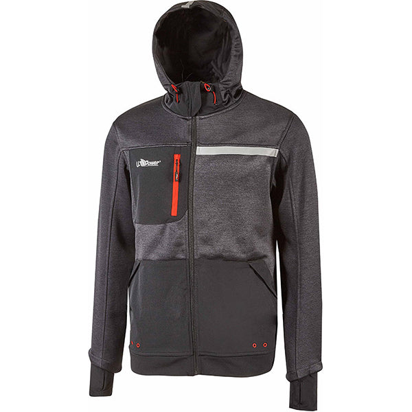 U-POWER FELPA IN TESSUTO CON ZIP GALAXY COLORE ASPHALT GREY