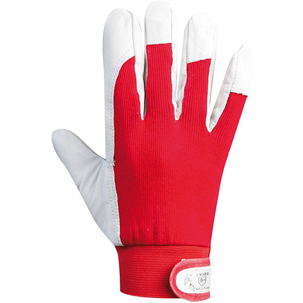 GUANTI IN FIORE DI MAIALINO E COTONE MOD. G520 COLORE BIANCO/ROSSO TG10