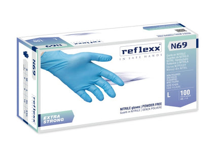 GUANTI REFLEXX MOD. EXTRA STRONG N69 IN NITRILE BLU CONF.DA PZ100