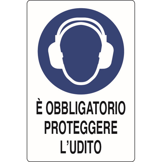 SEGNALE E' OBBLIGATORIO PROTEGGERE L'UDITO IN ALLUMINIO MM300X200