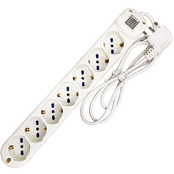 FAEG MULTIPRESA 7 PRESE + INTERRUTTORE CAVO MT3 SPINA 16A 3500W BIANCO