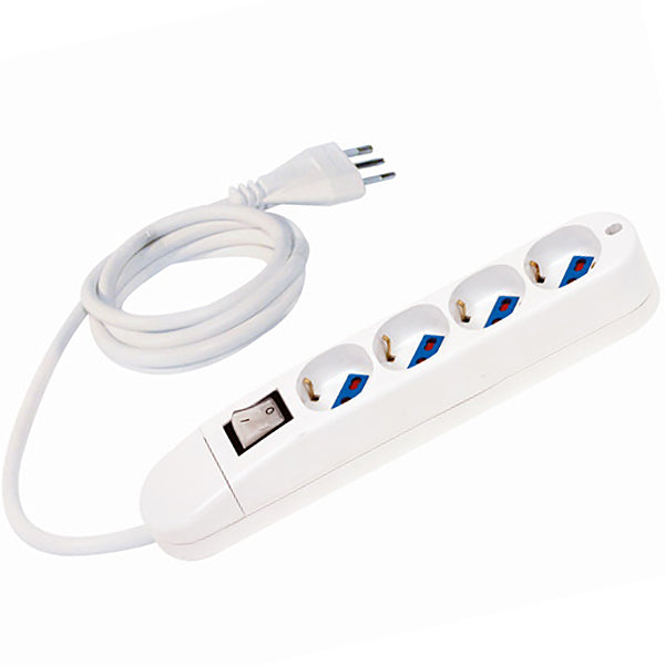 FAEG MULTIPRESA 4 PRESE+ INTERRUTTORE CAVO MT1,5 SPINA 16A 3000W BIANCO*