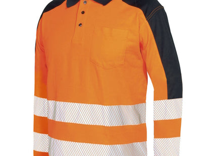 ISSA POLO MANICA LUNGA ALTA VISIBILITA' ARANCIO FLUO/BLU NAVY