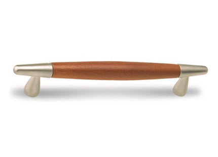 METAL STYLE MANIGLIA PER MOBILI IN ZAMA NICHEL OPACO/LEGNO FAGGIO SCURO*