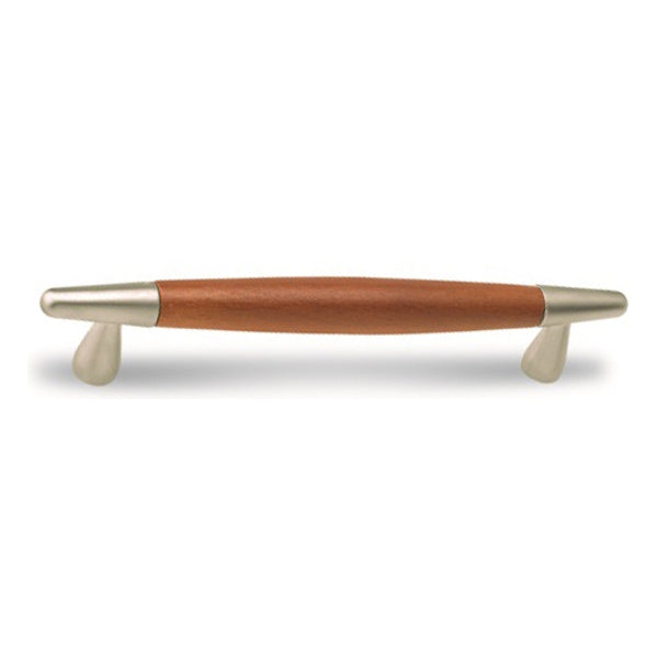 METAL STYLE MANIGLIA PER MOBILI IN ZAMA NICHEL OPACO/LEGNO FAGGIO SCURO*