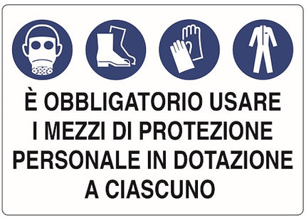 SEGNALE E' OBBLIGATORIO USARE I MEZZI DI PROT...IN ALLUMINIO