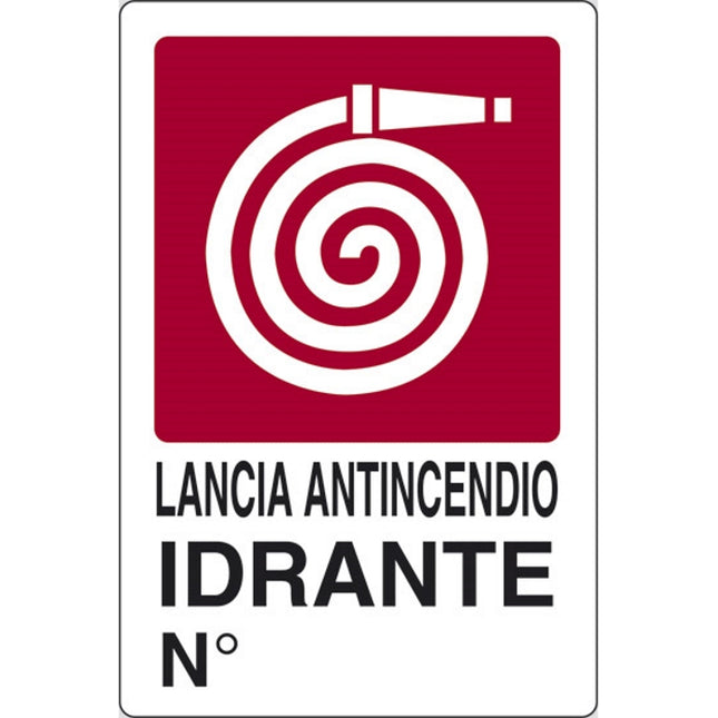 SEGNALE LANCIA ANTINCENDIO IDRANTE N. IN PLASTICA MM300X200