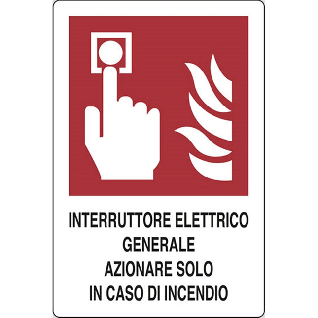 SEGNALE INTERRUTTORE ELETTRICO GENERALE AZIONA....IN ALLUMINIO MM300X200