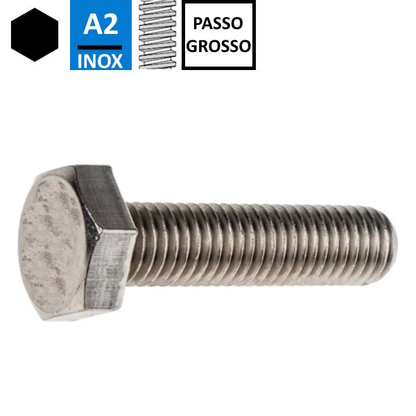 VITE TE INTERAMENTE FILETTATA IN ACCIAIO INOX A2 UNI 5739