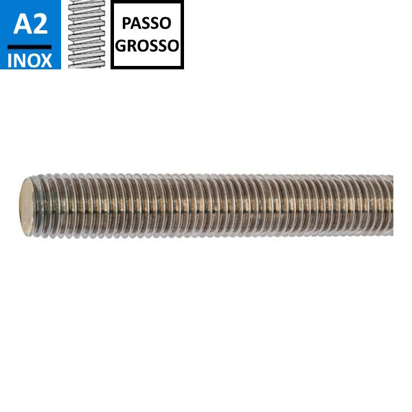 BARRA FILETTATA IN ACCIAIO INOX A2 PASSO GROSSO DIN 976