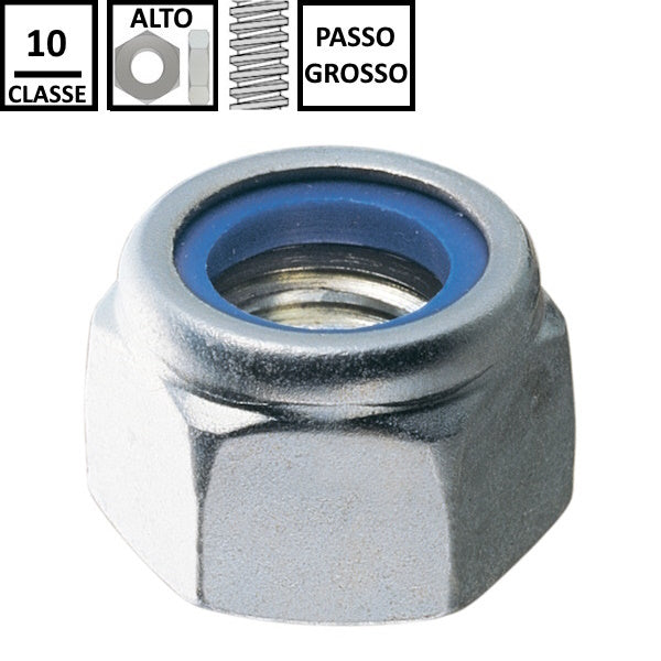 DADO AUTOBLOCCANTE ALTO PASSO GROSSO CL.10 Z.BIANCO DIN 982