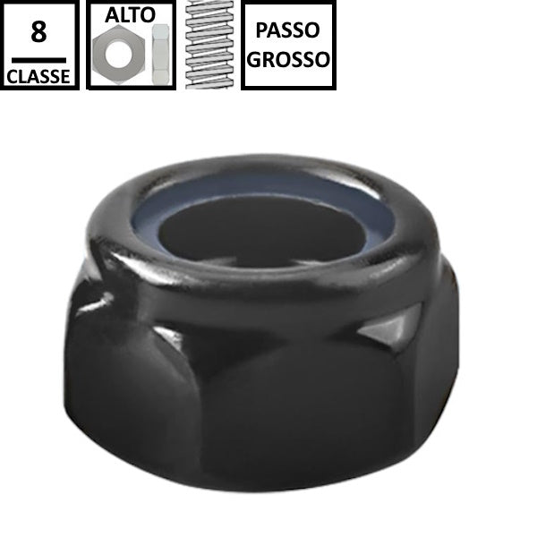 DADO AUTOBLOCCANTE ALTO PASSO GROSSO CL. 8 Z.NERO DIN 982