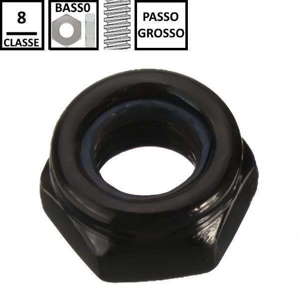 DADO AUTOBLOCCANTE BASSO PASSO GROSSO CL. 8 Z.NERO DIN 985