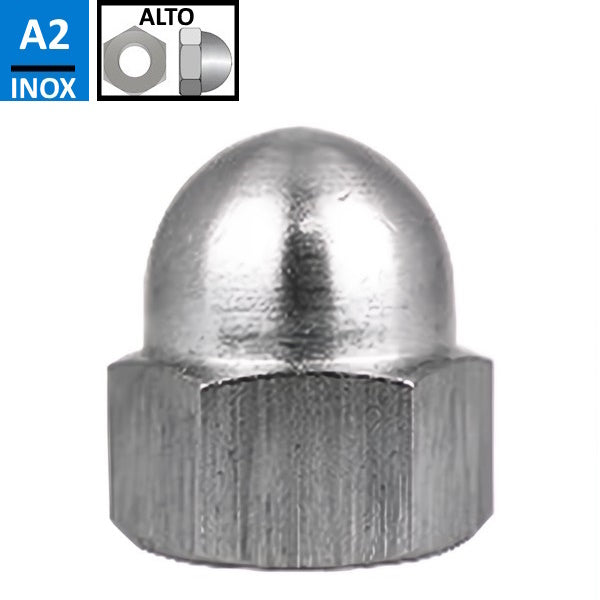 DADO ESAGONALE CIECO CON CALOTTA SFERICA ALTA INOX A2 DIN 1587