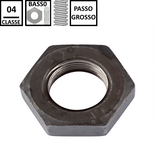 DADO ESAGONALE BASSO PASSO GROSSO CL.04 GREZZO UNI 5589