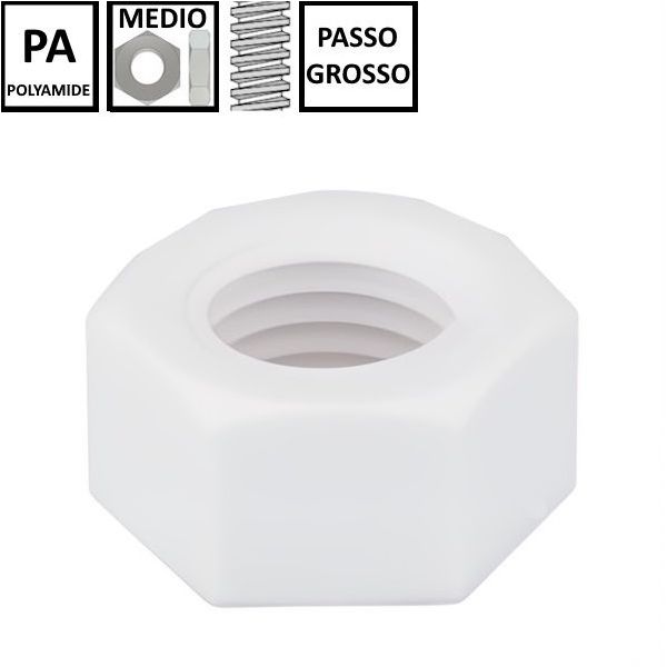 DADO ESAGONALE MEDIO PASSO GROSSO IN NYLON UNI 5588