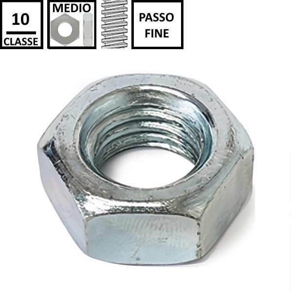 DADO ESAGONALE MEDIO PASSO FINE CL.10 Z.BIANCO UNI 5588