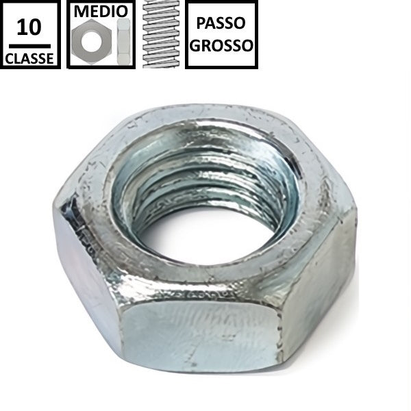 DADO ESAGONALE MEDIO PASSO GROSSO CL.10 Z.BIANCO UNI 5588