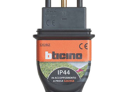 BTICINO SPINA IN CAUCCIU' BIMATERIA 2P+T IP44 NERO