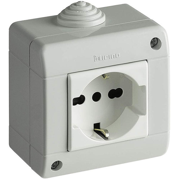 BTICINO IDROBOX PRESA SCHUKO BIPASSO IN CUSTODIA IP40 2 MODULI